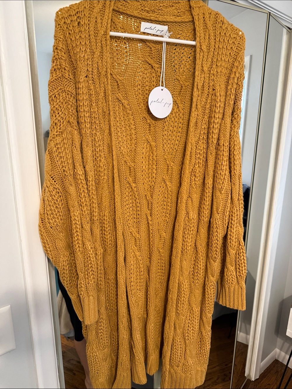 Petal & Pup Mustard Cable Knit Open Front Cardigan